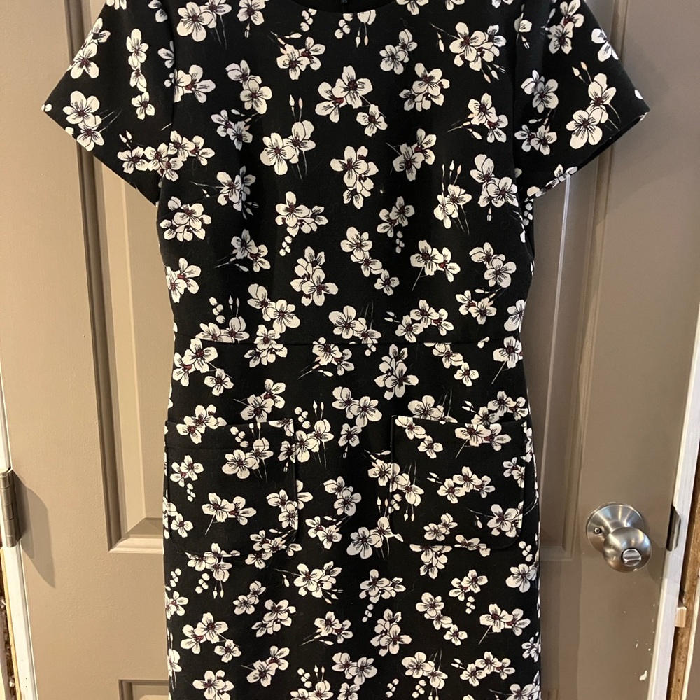 Loft Floral Black and White Dress Size 2